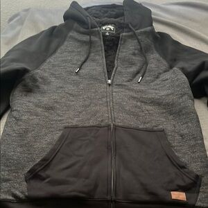 Men's Black and Gray Zip-Up Hoodie